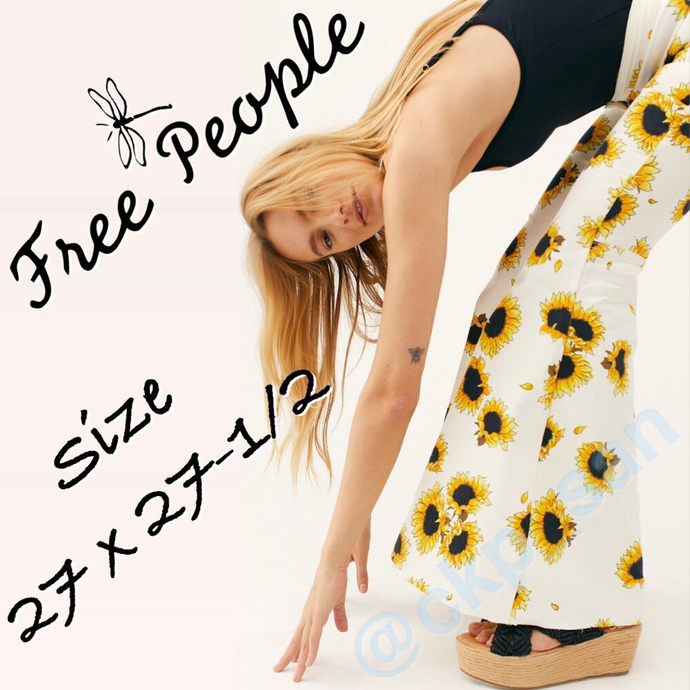Free People Just Float On Printed Flare Jeans Sz 27